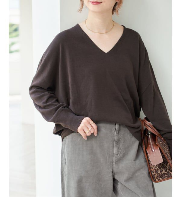 Spick and Span「コットンバルキーヤーンルーズVネックプルオーバー」|ニット・セーター|