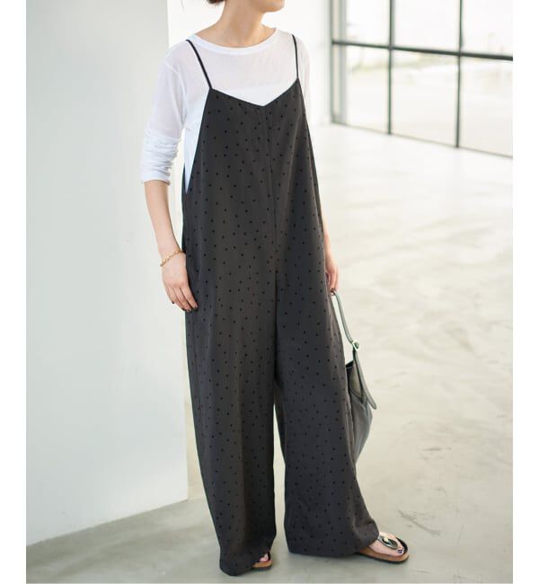 Spick and Span「《WEB限定》フロッキードットキャミサロペット」|オールインワン|