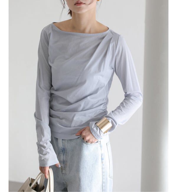  「《予約》【洗える】ドレープシアーカットソー」|Tシャツ・カットソー|サックスブルー B