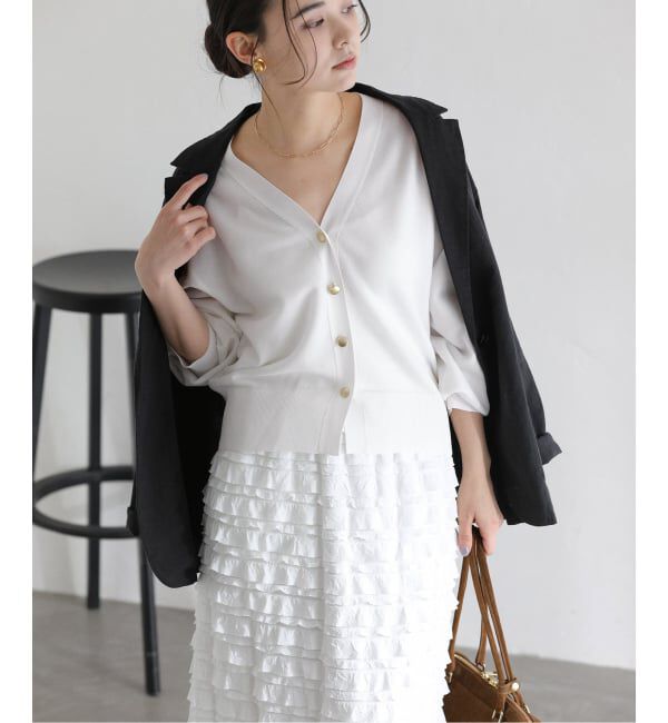  「《予約》【洗える】接結シアーVカーディガン」|カーディガン|