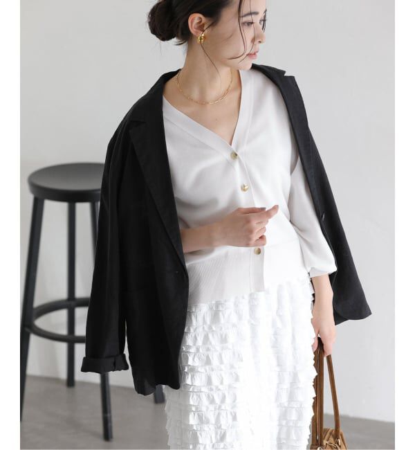  「《予約》【洗える】接結シアーVカーディガン」|カーディガン|