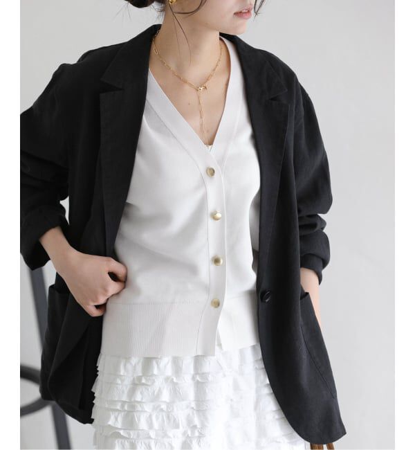  「《予約》【洗える】接結シアーVカーディガン」|カーディガン|