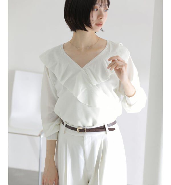  「《予約》【洗える】フリルニット」|ニット・セーター|