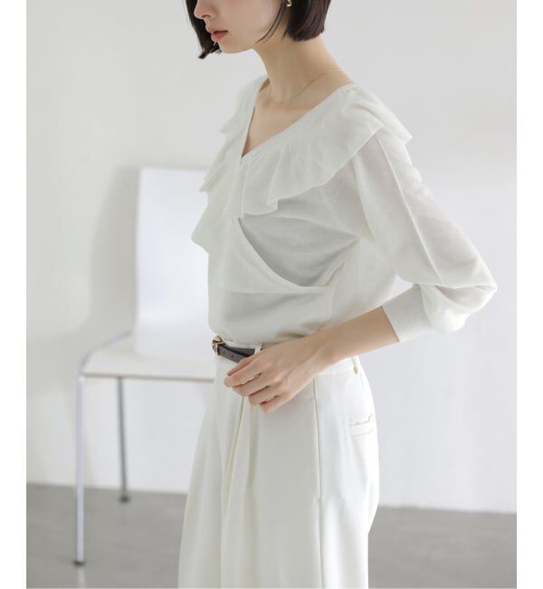  「《予約》【洗える】フリルニット」|ニット・セーター|