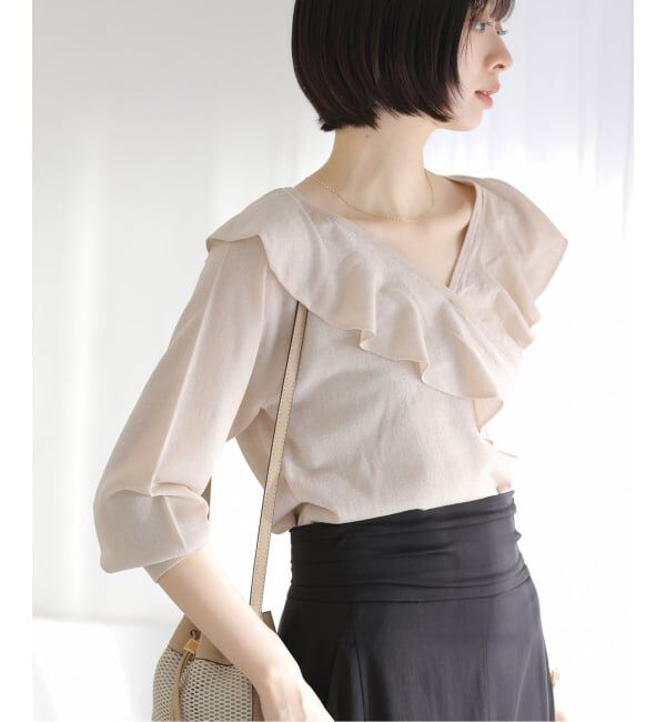  「《予約》【洗える】フリルニット」|ニット・セーター|ベージュ