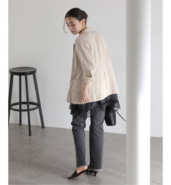  「《予約》【洗える】ウォッシャブルリネン混ジャケット」|テーラードジャケット|