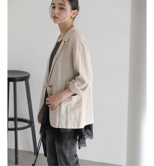  「《予約》【洗える】ウォッシャブルリネン混ジャケット」|テーラードジャケット|