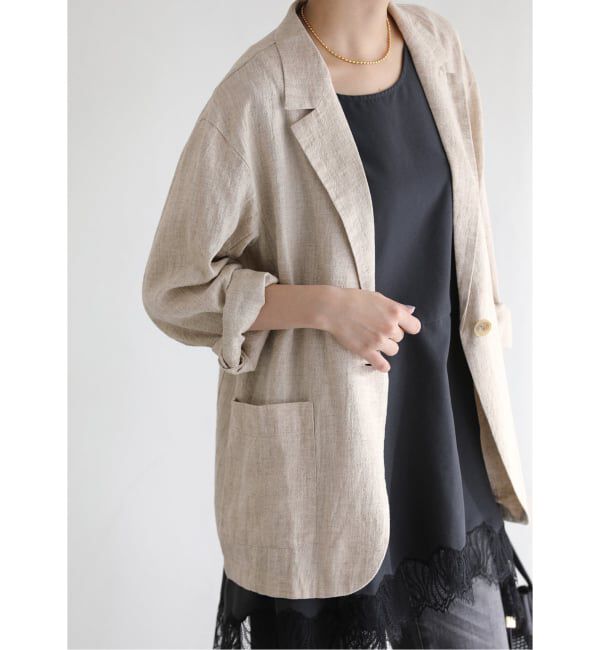  「《予約》【洗える】ウォッシャブルリネン混ジャケット」|テーラードジャケット|