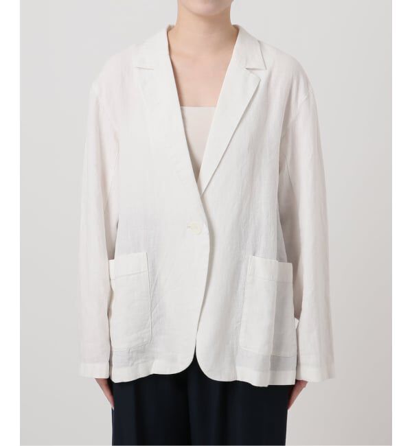  「《予約》【洗える】ウォッシャブルリネン混ジャケット」|テーラードジャケット|