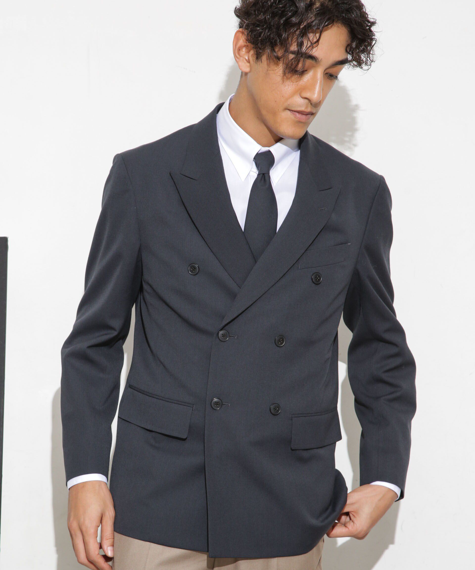 nano･universe「「ESSENTIAL LINE」TWソリッドダブルジャケット」|スーツ|