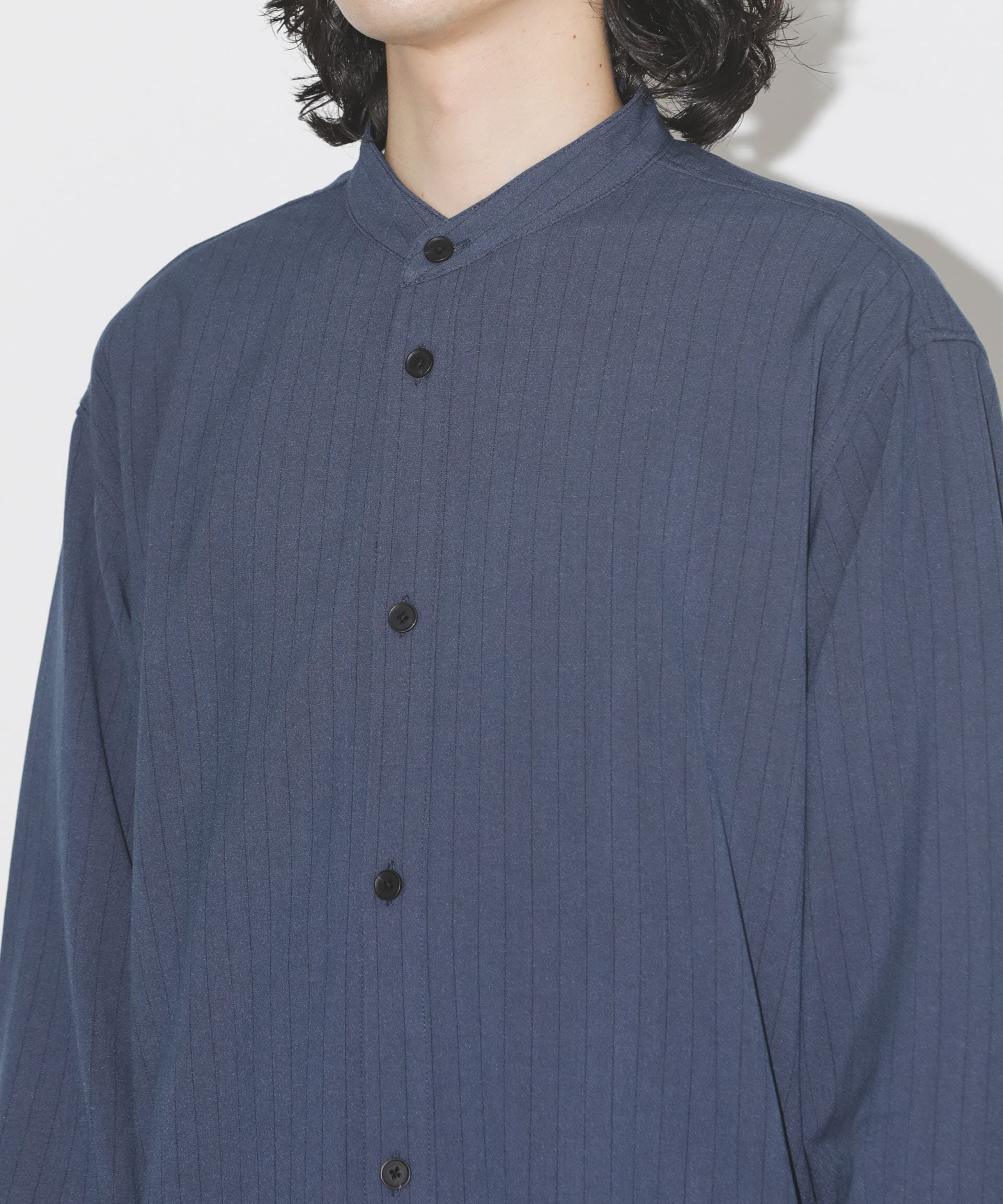 nano･universe「シルキーストライプジャージーバンドカラーシャツ」|シャツ・ブラウス|