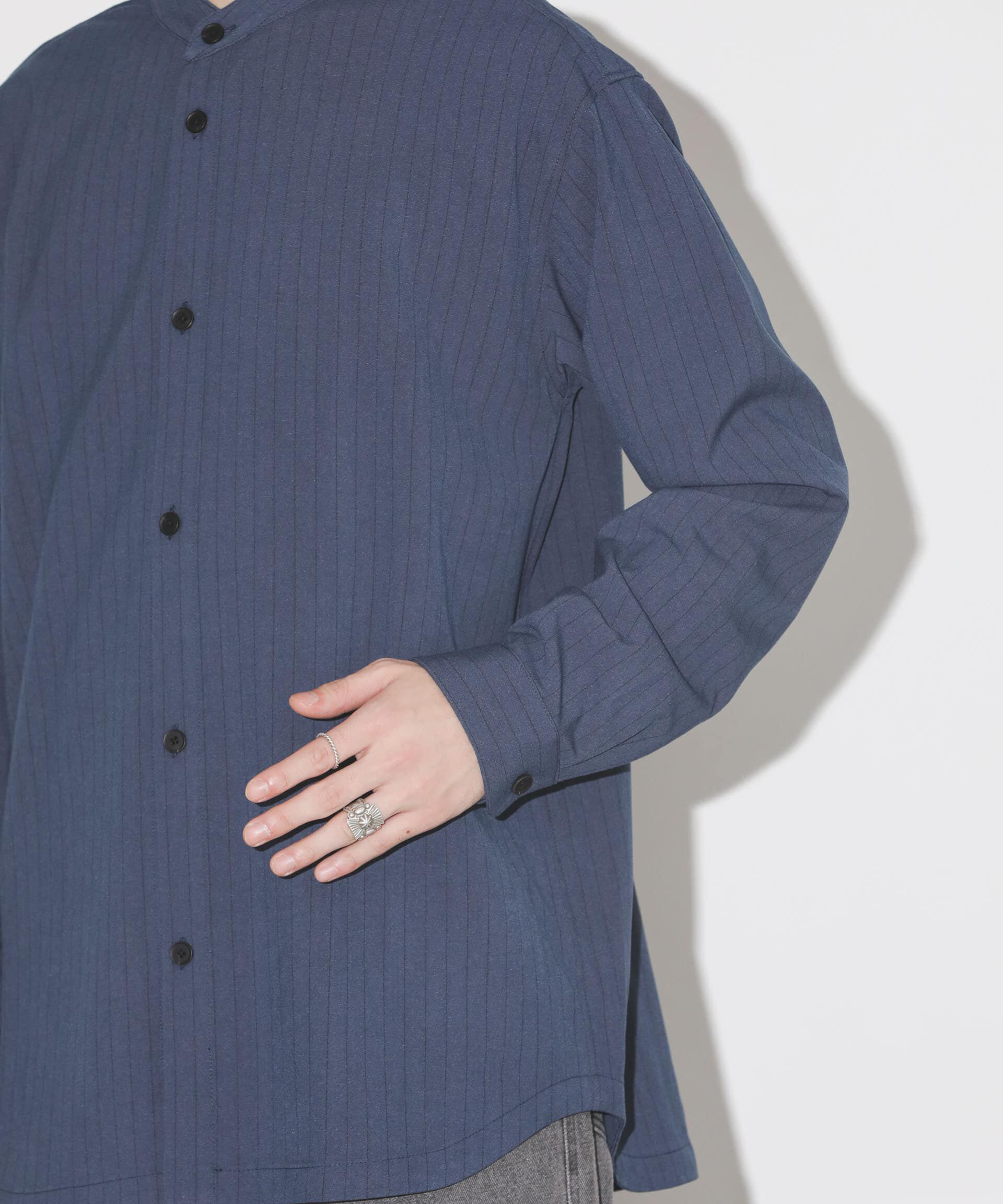 nano･universe「シルキーストライプジャージーバンドカラーシャツ」|シャツ・ブラウス|