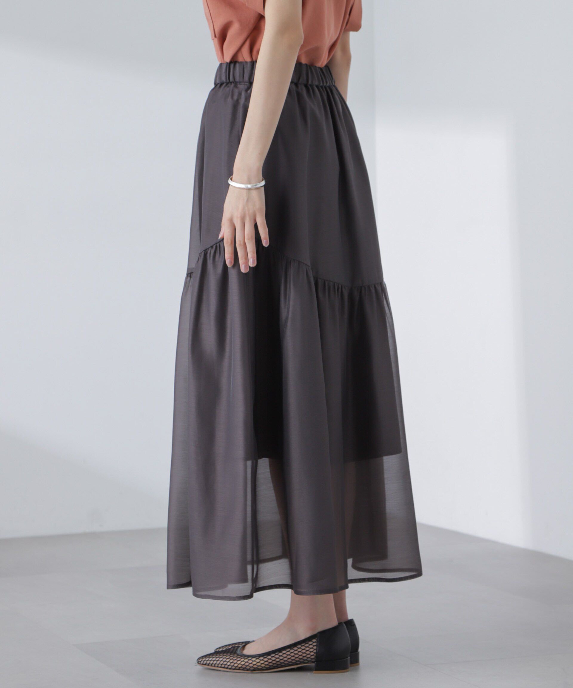 nano･universe「シアーギャザースカート」|スカート|