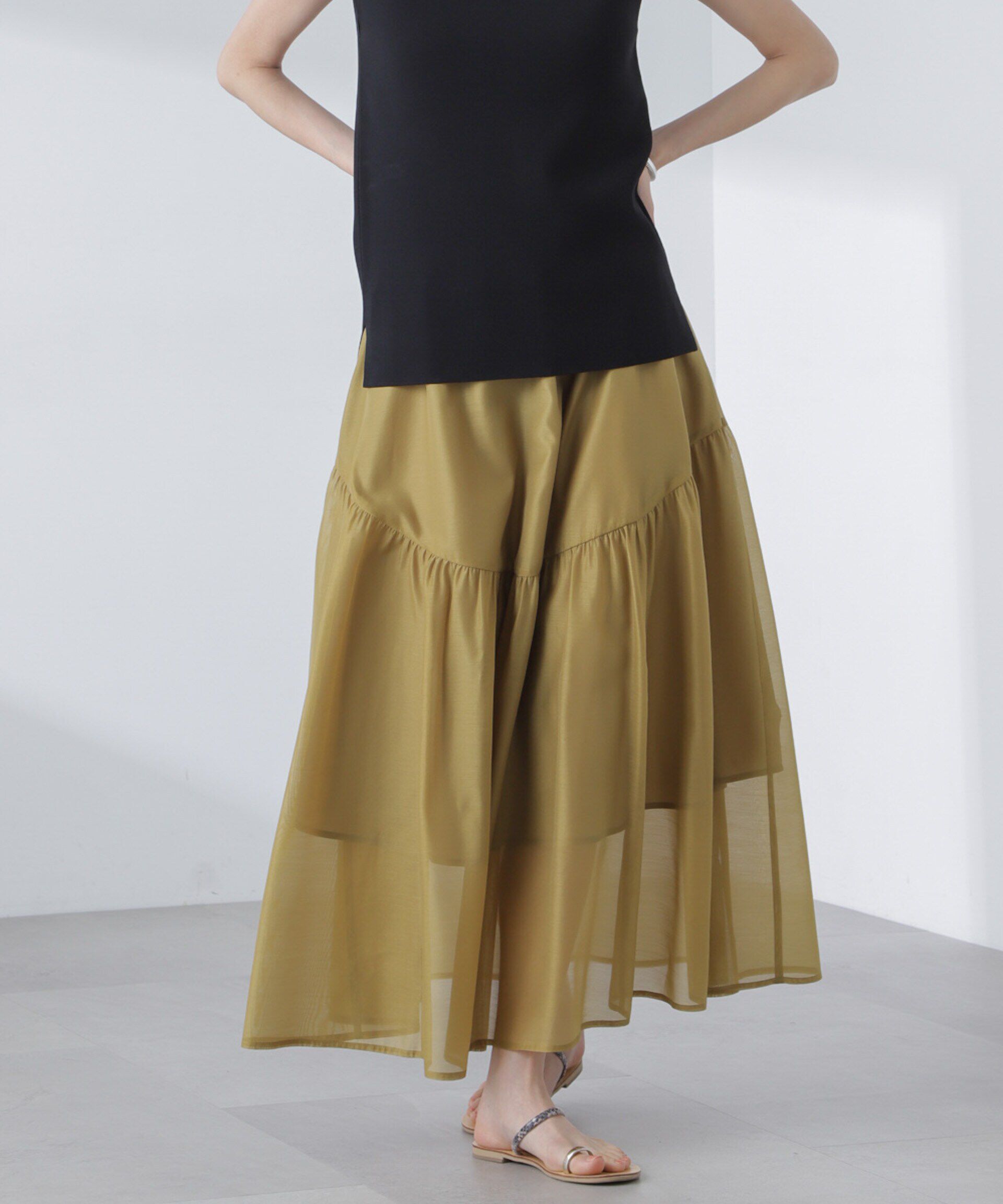 nano･universe「シアーギャザースカート」|スカート|