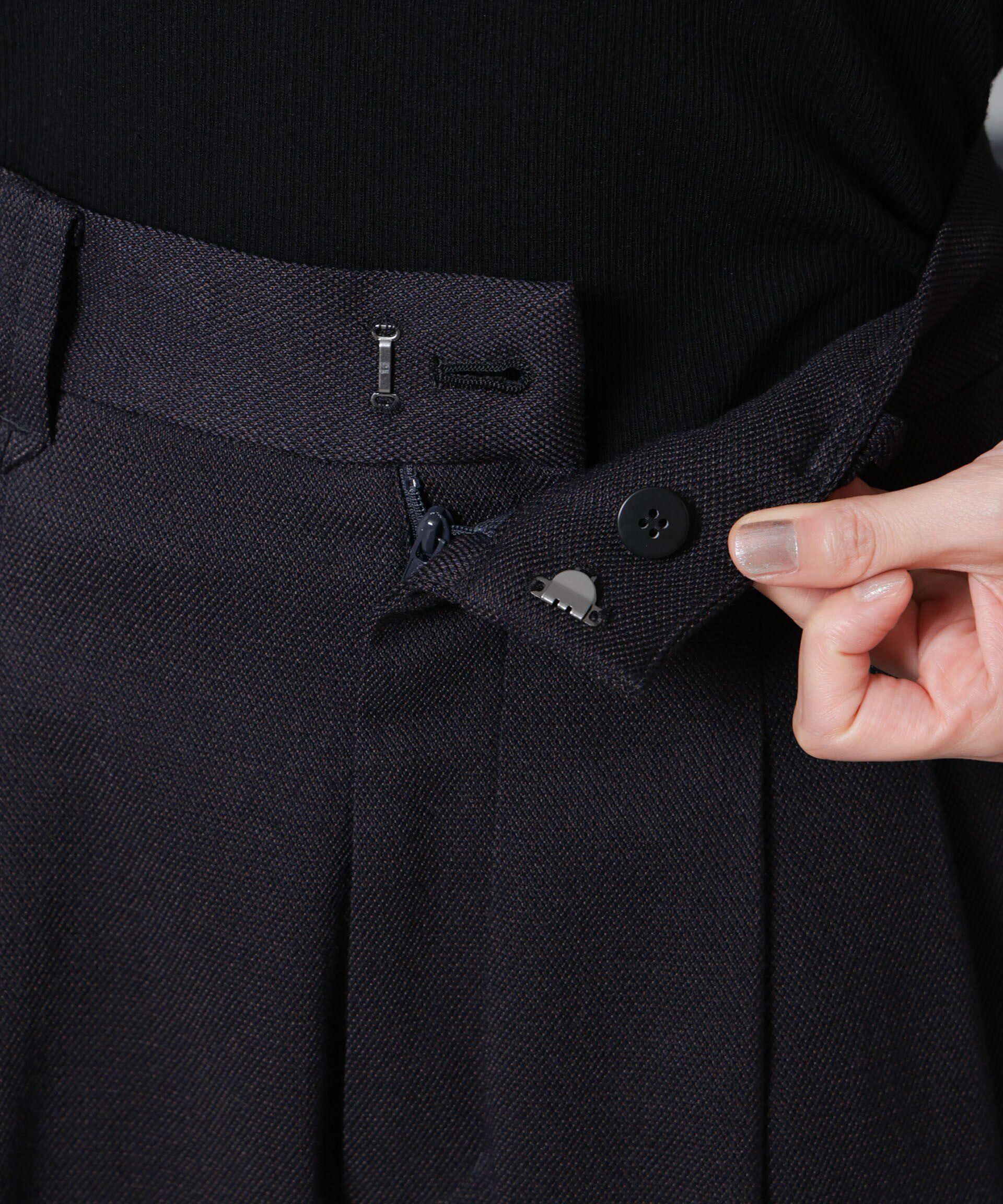 nano･universe「ツイードセミワイドタックパンツ(セットアップ可)」|チノ|