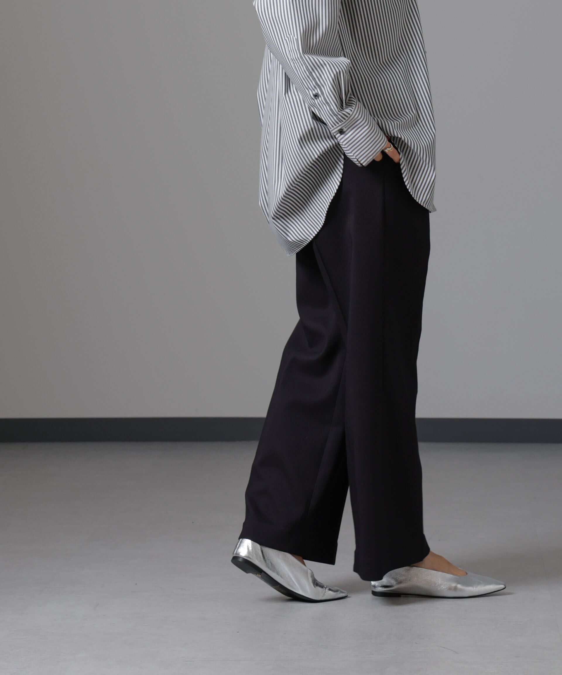 nano･universe「ツイードセミワイドタックパンツ(セットアップ可)」|チノ|