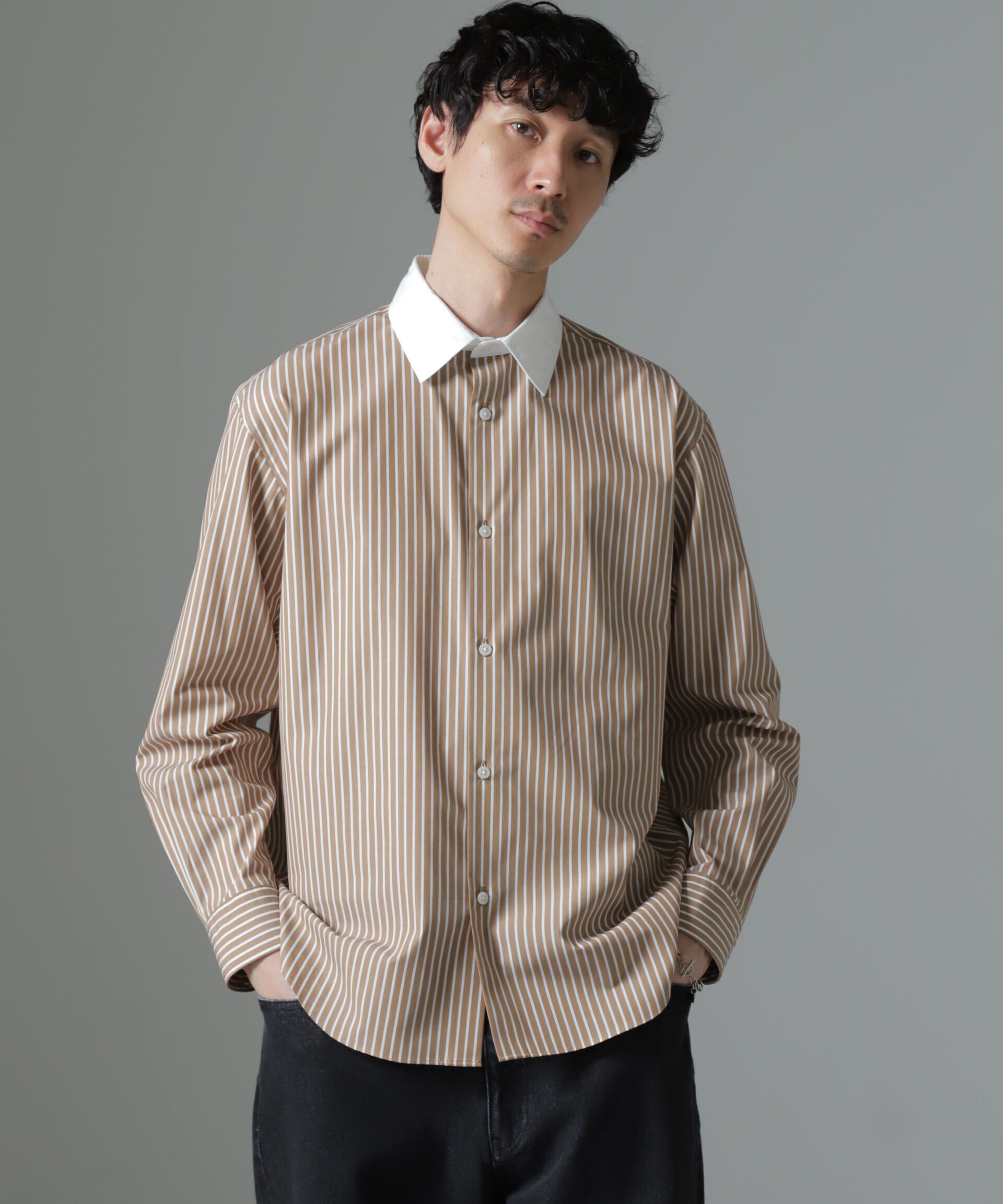nano･universe「セミワイドストライプクレリックシャツ」|シャツ・ブラウス|