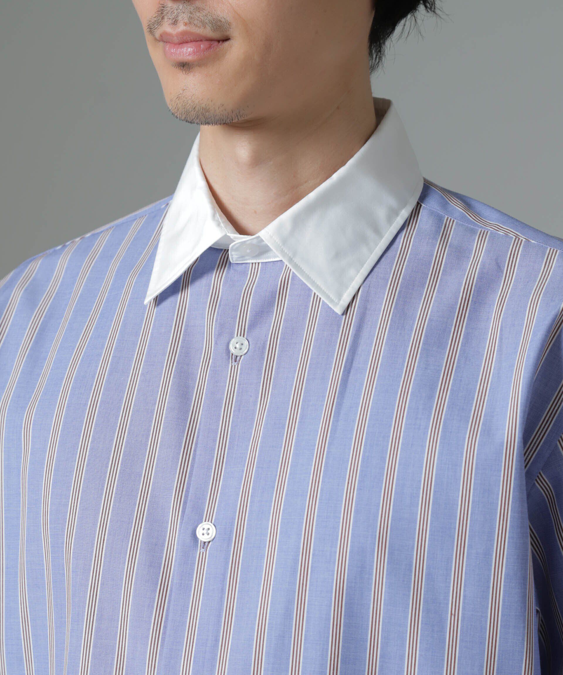 nano･universe「セミワイドストライプクレリックシャツ」|シャツ・ブラウス|