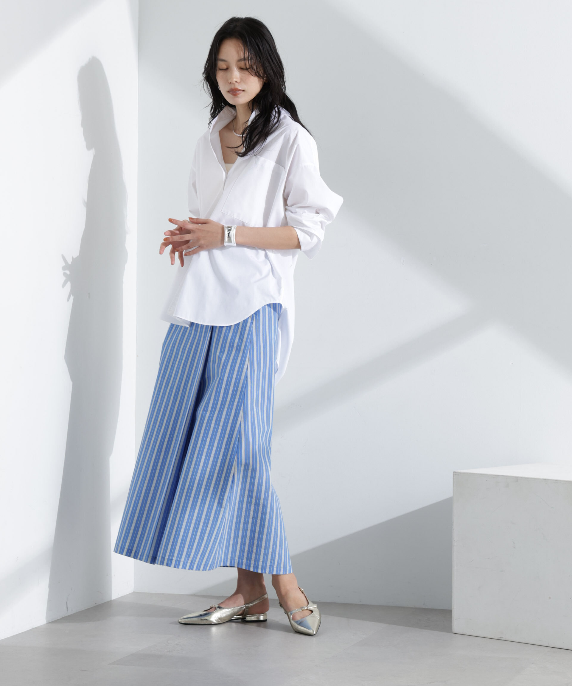 nano･universe「マルチボタンストライプスカート(セットアップ可)」|スカート|