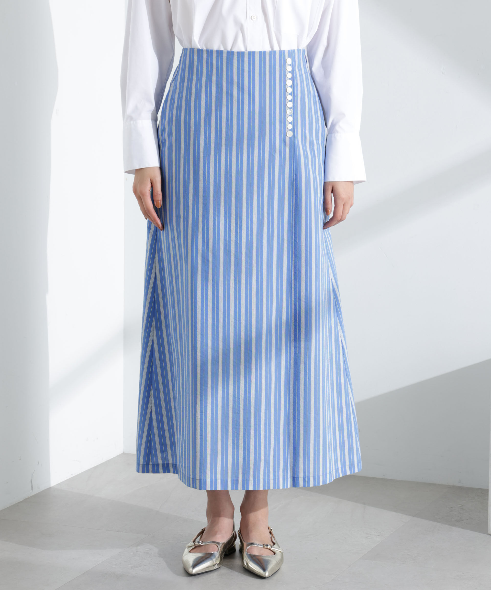 nano･universe「マルチボタンストライプスカート(セットアップ可)」|スカート|