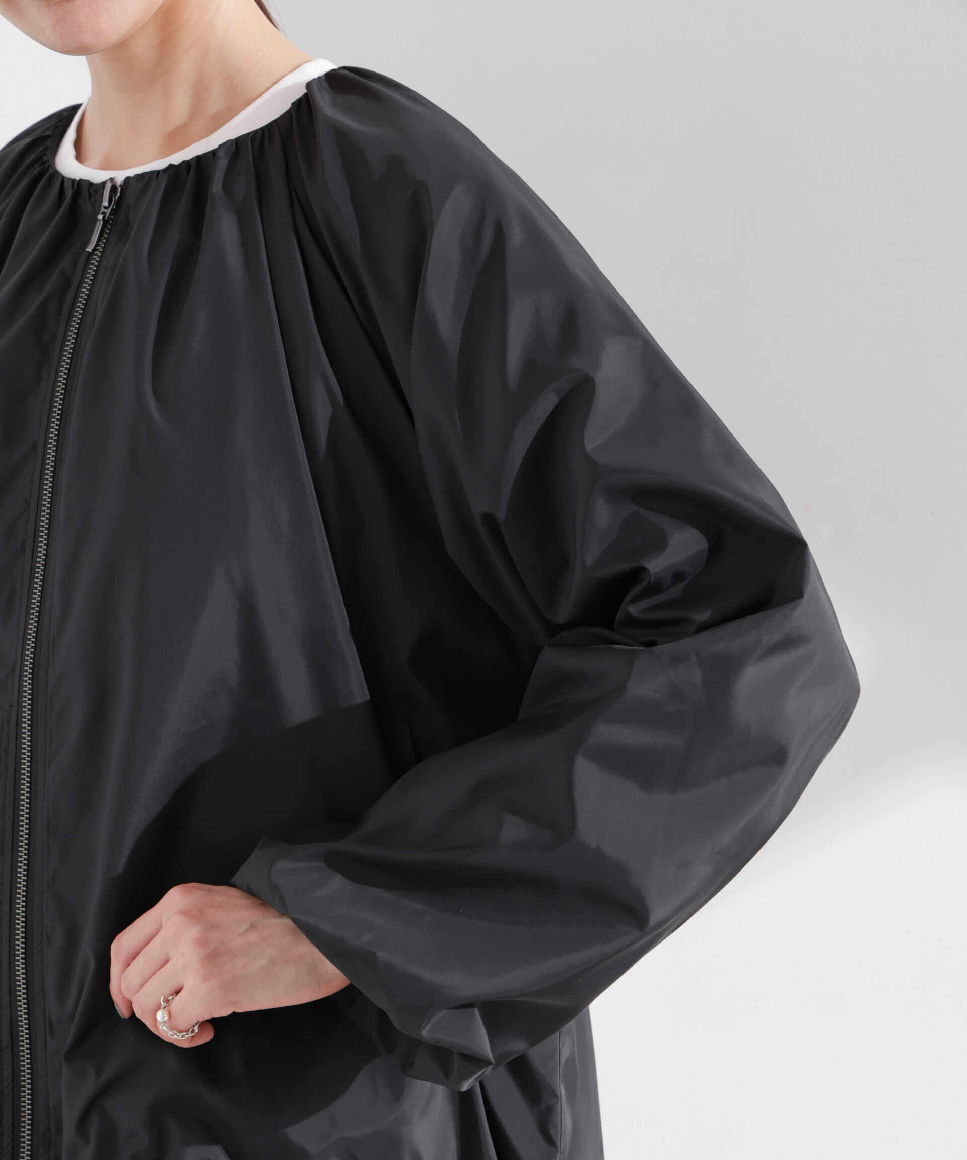 nano･universe「ソフトギャザージップブルゾン」|ブルゾン・スタジャン|