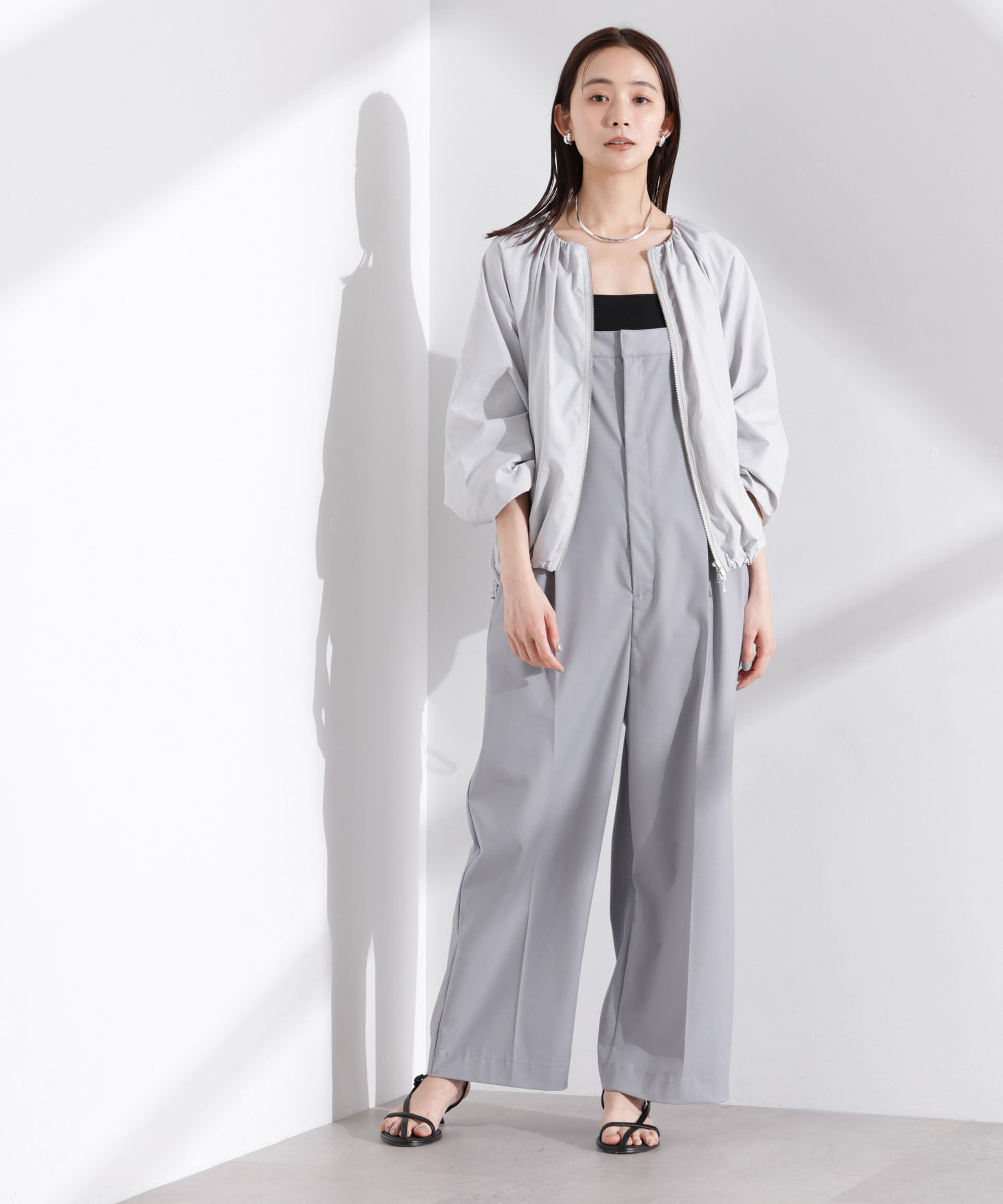 nano･universe「ソフトギャザージップブルゾン」|ブルゾン・スタジャン|