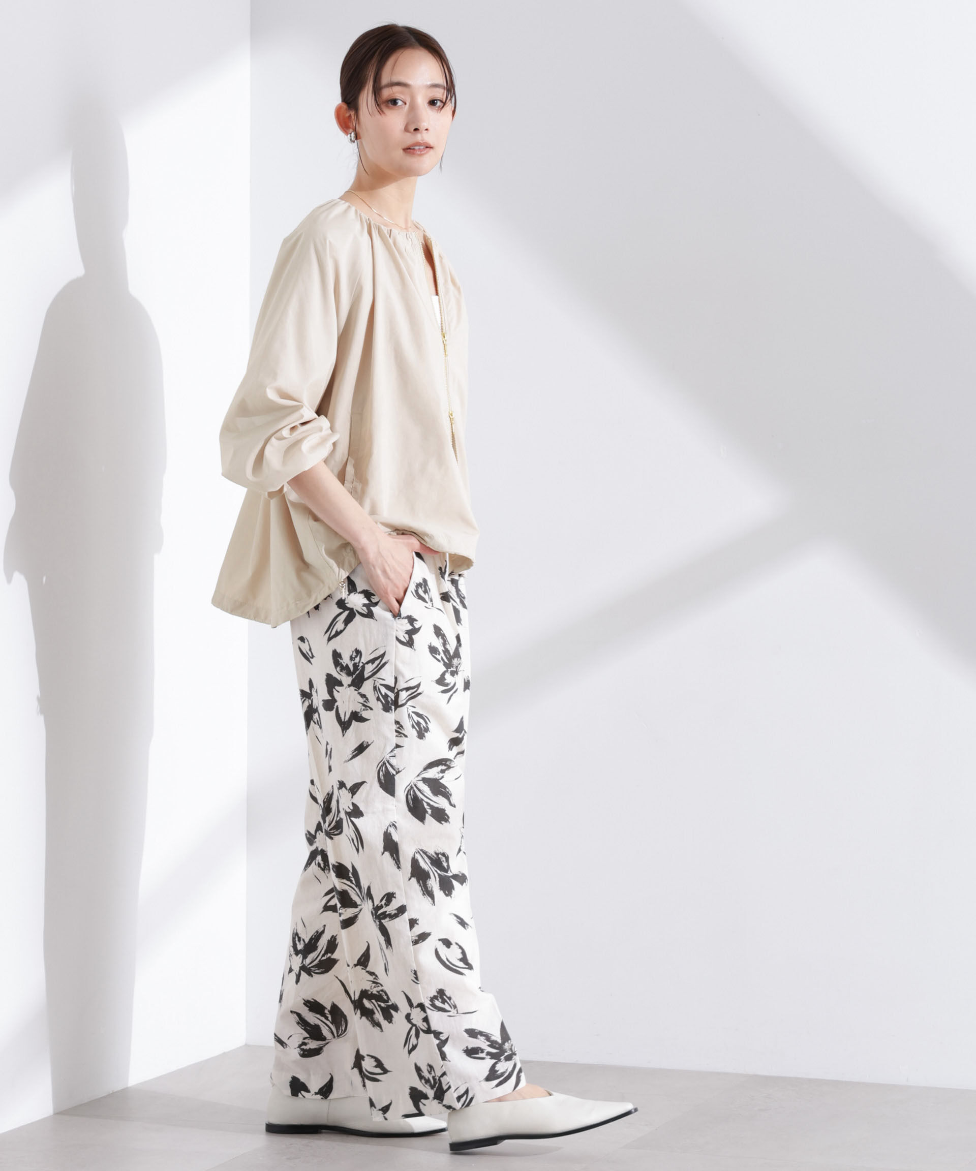 nano･universe「ソフトギャザージップブルゾン」|ブルゾン・スタジャン|