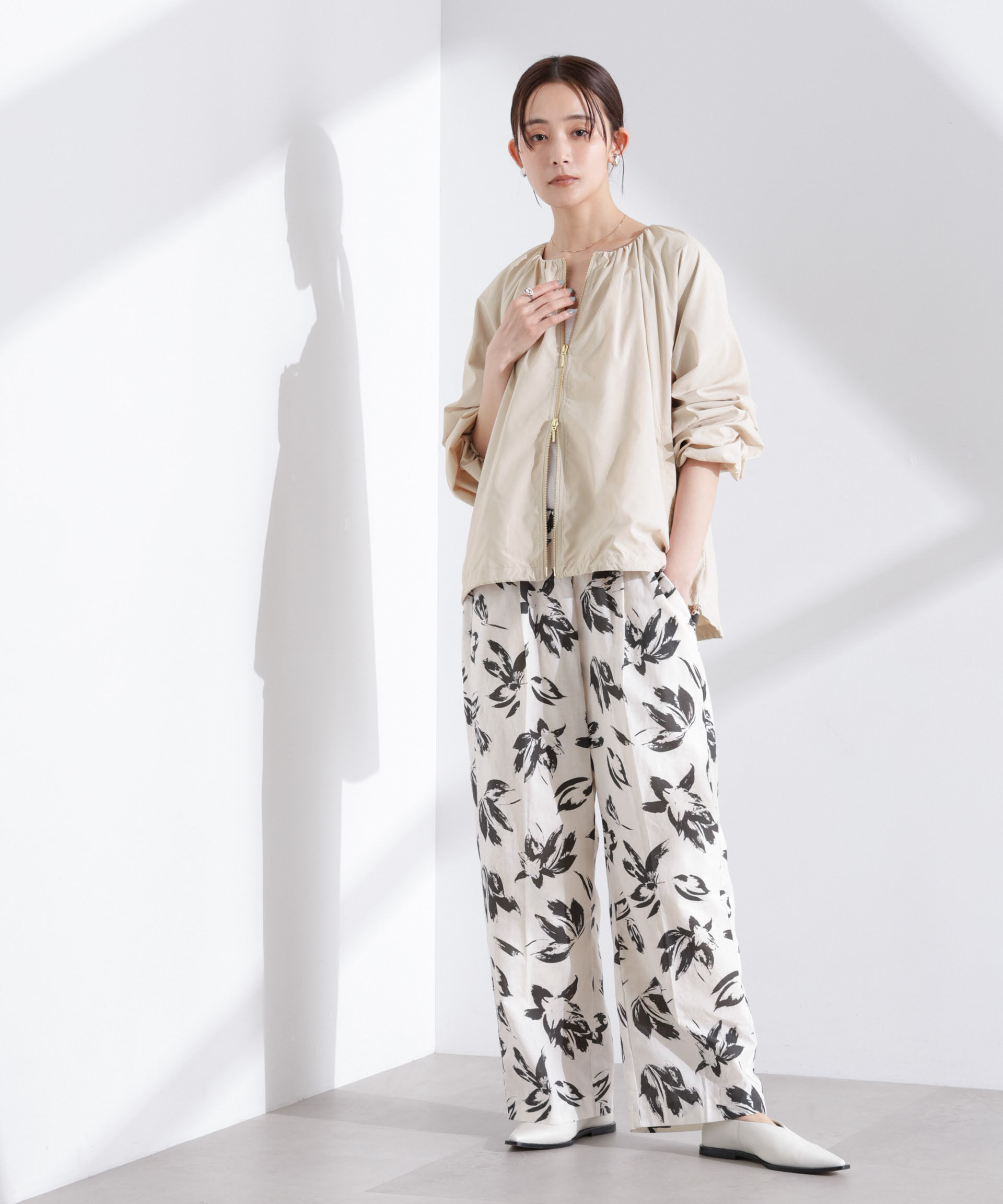 nano･universe「ソフトギャザージップブルゾン」|ブルゾン・スタジャン|