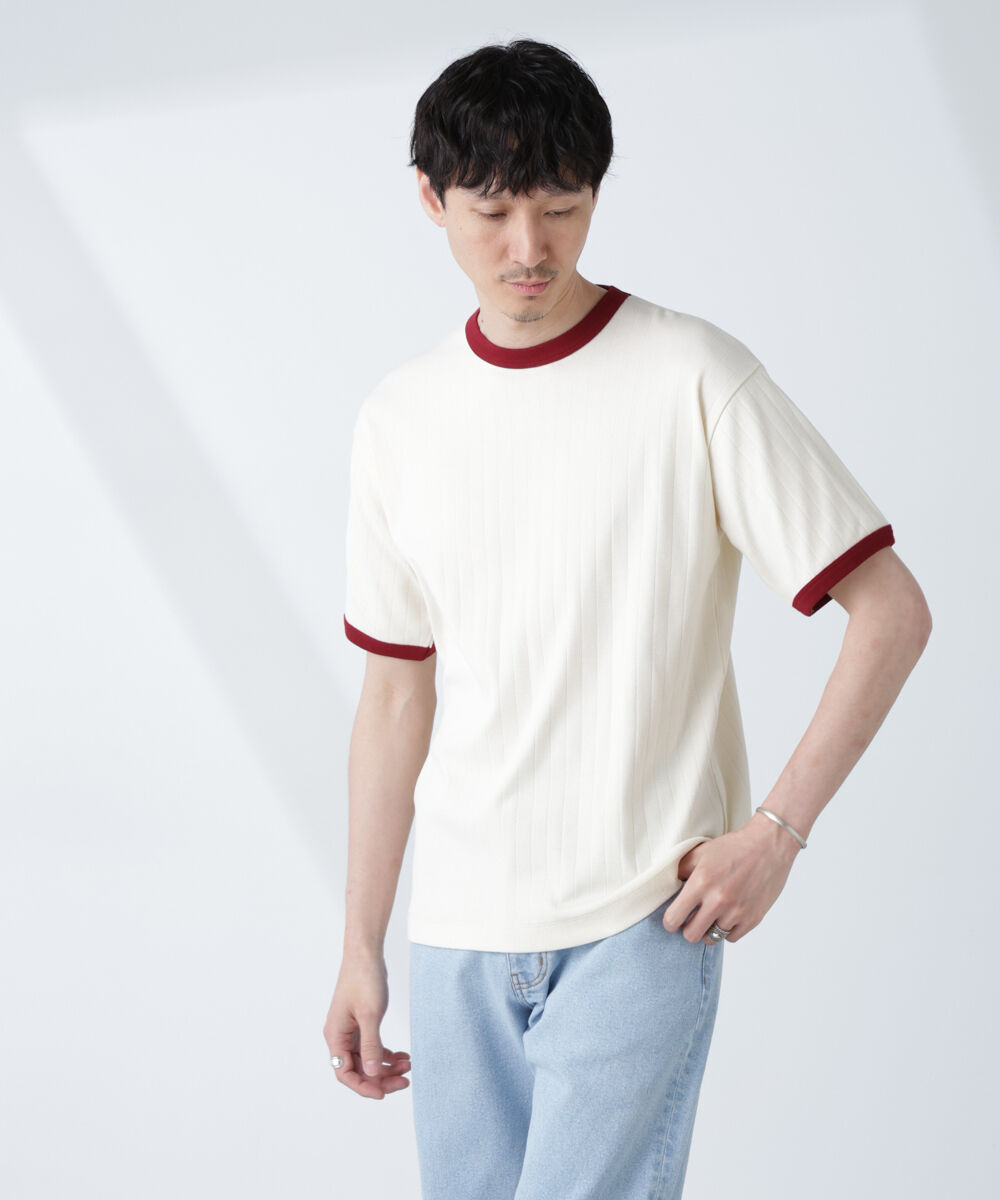 nano･universe「「NJ/CLUB」 針抜きリンガーTシャツ」|Tシャツ・カットソー|アイボリー7