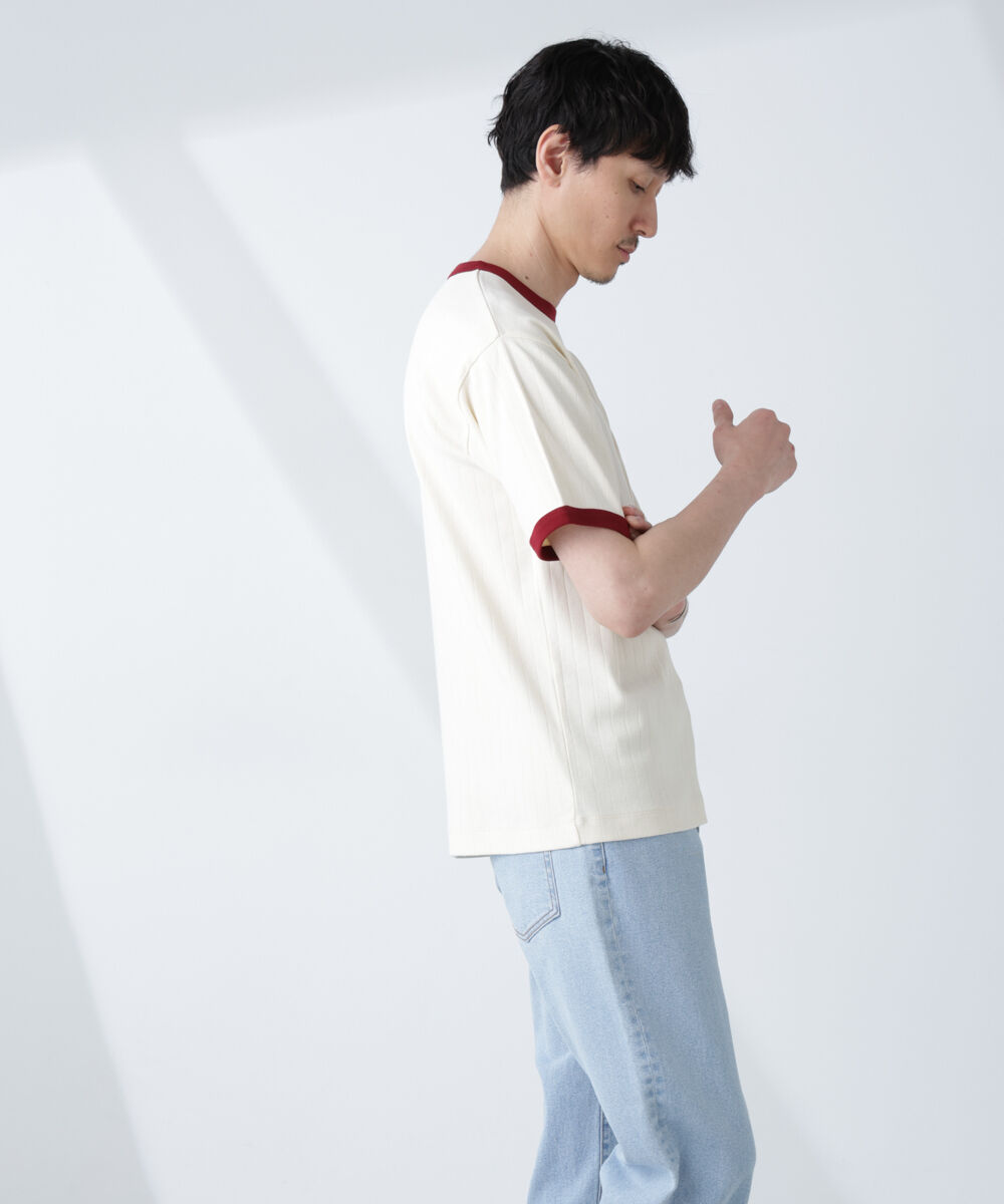 nano･universe「「NJ/CLUB」 針抜きリンガーTシャツ」|Tシャツ・カットソー|