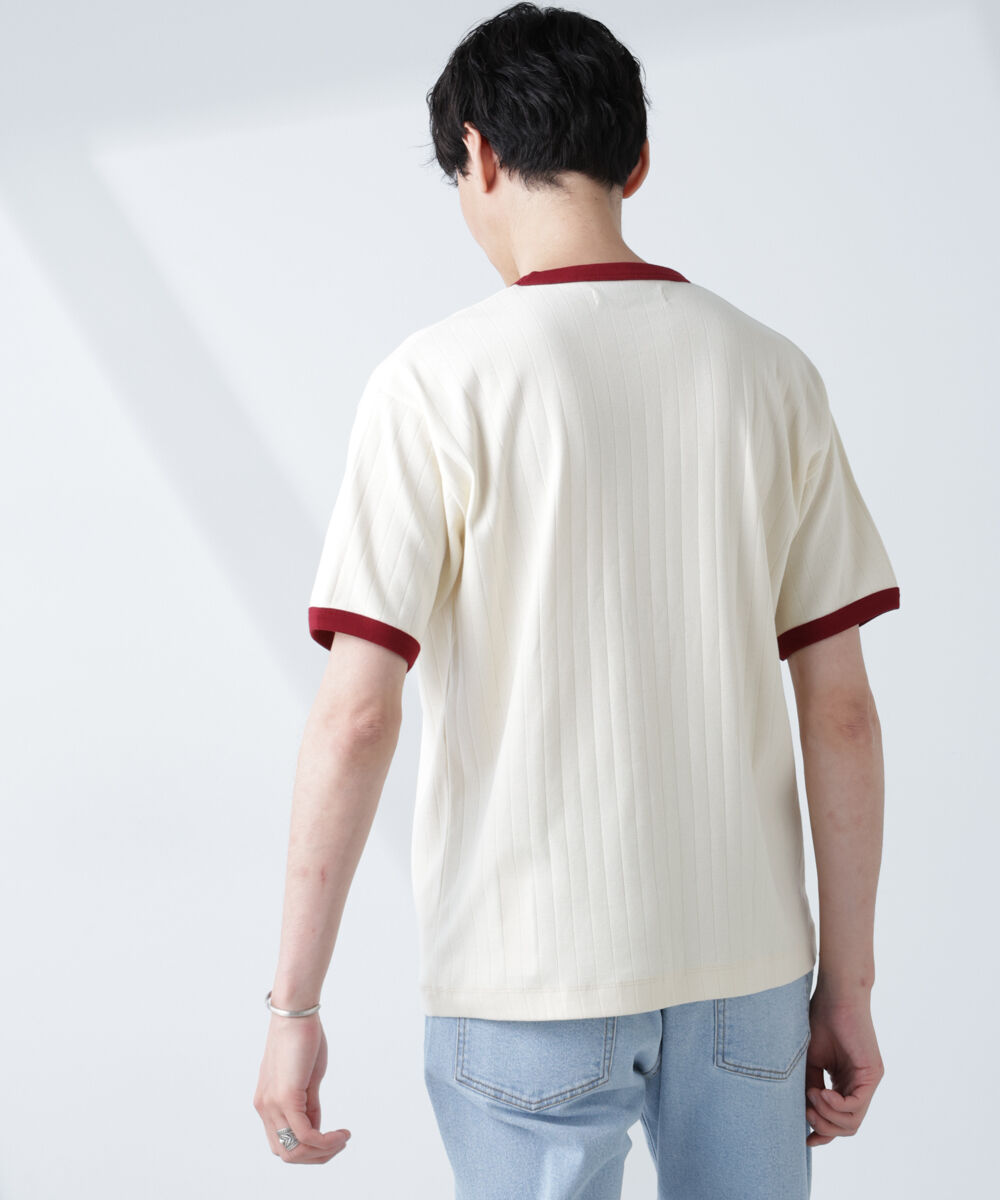 nano･universe「「NJ/CLUB」 針抜きリンガーTシャツ」|Tシャツ・カットソー|