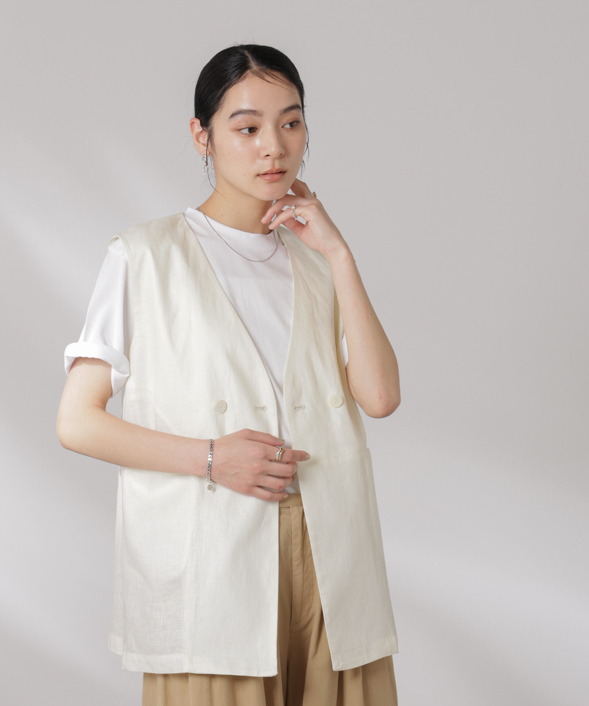 nano･universe「ヨーロピアンフラックス スリットポケットジレ（セットアップ可）」|テーラードジャケット|