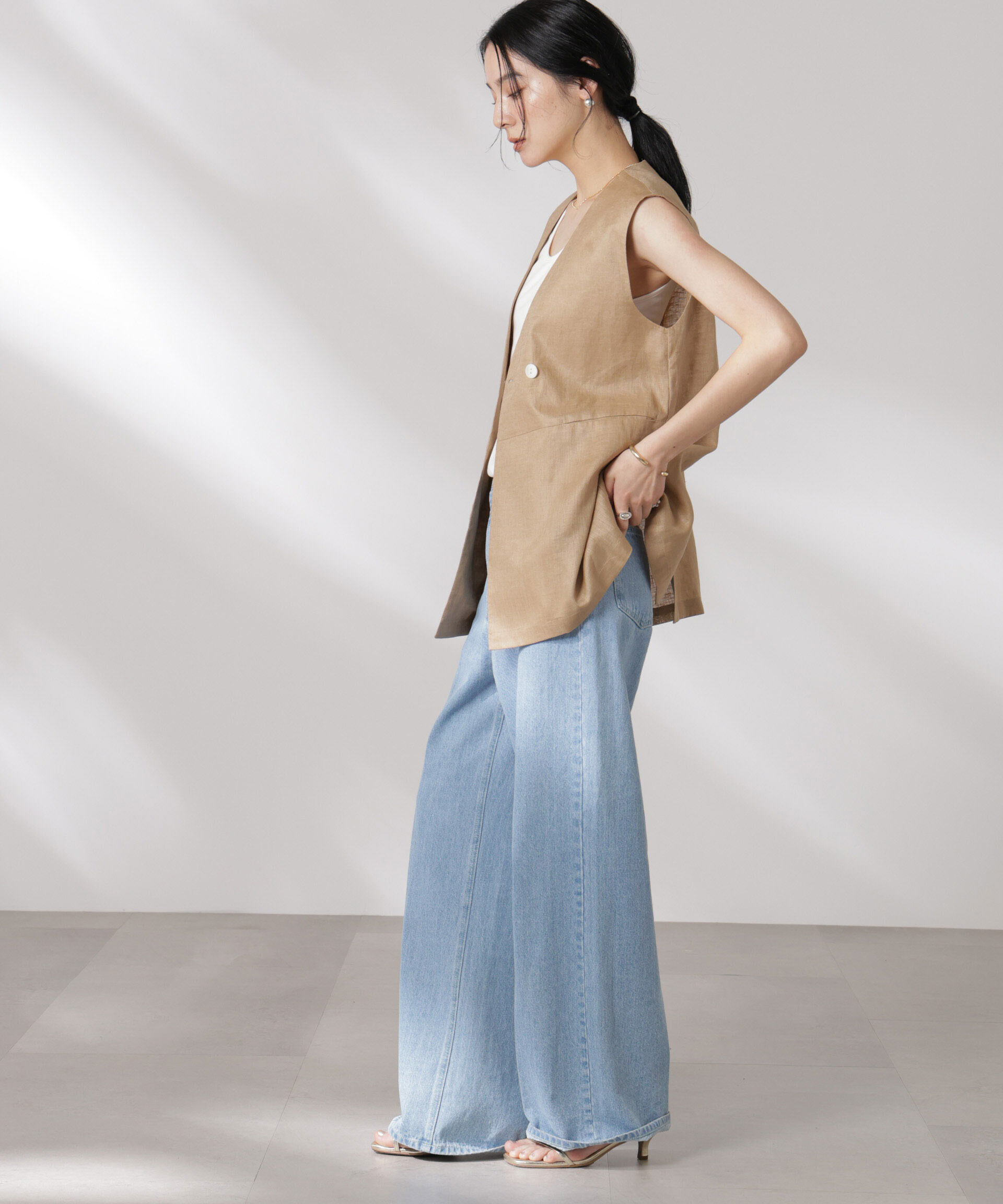 nano･universe「ヨーロピアンフラックス スリットポケットジレ（セットアップ可）」|テーラードジャケット|