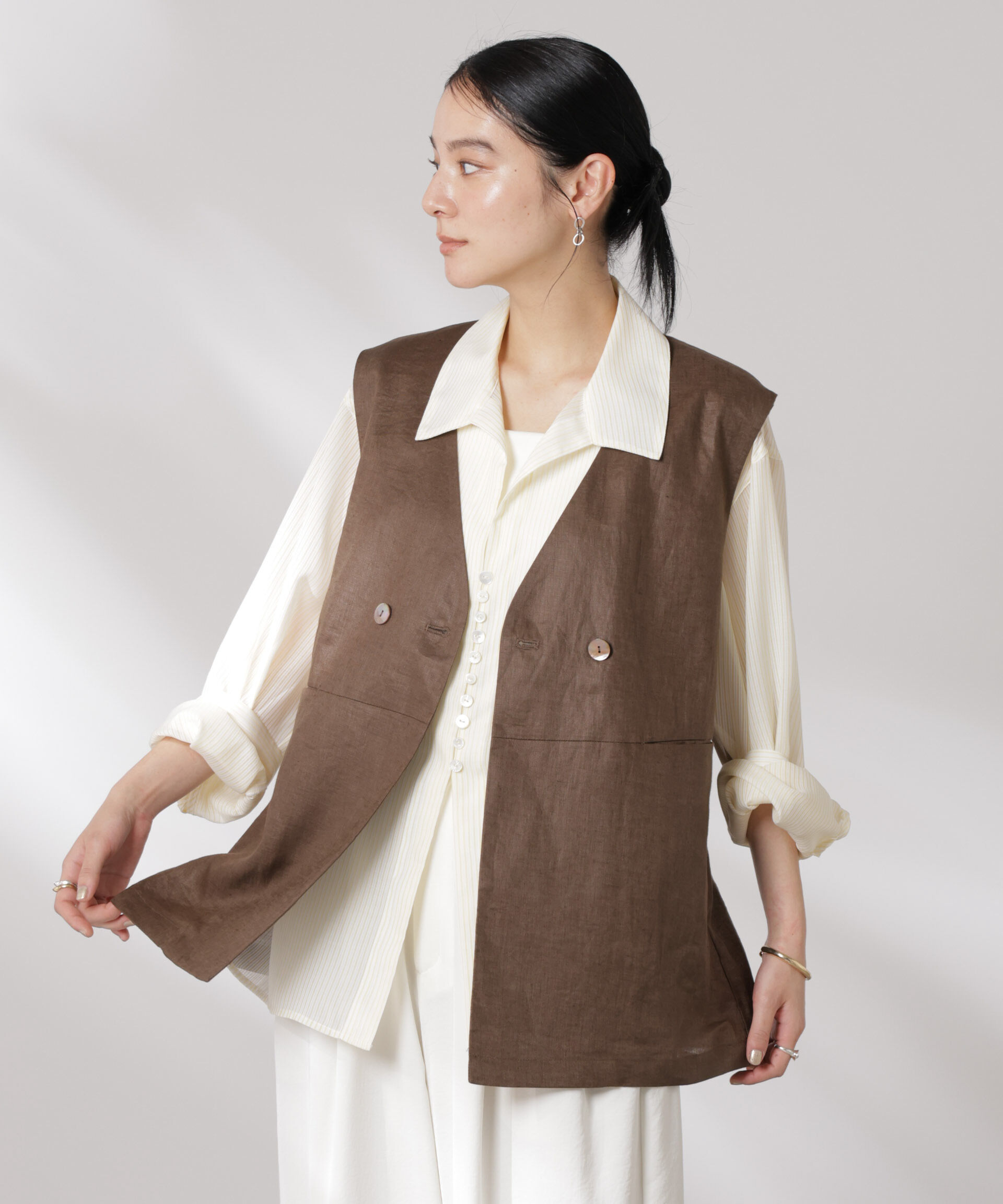 nano･universe「ヨーロピアンフラックス スリットポケットジレ（セットアップ可）」|テーラードジャケット|