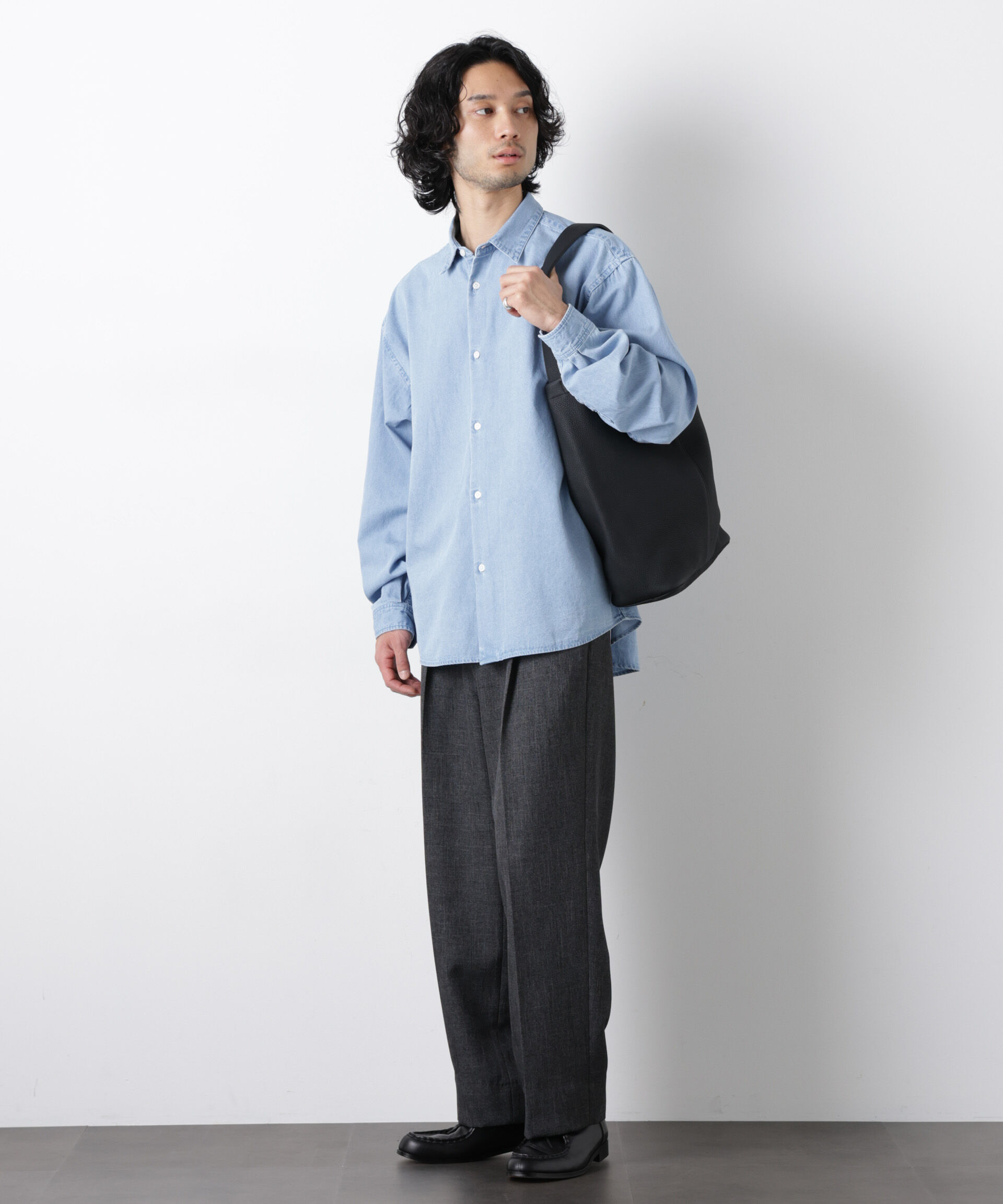 nano･universe「「大人のワイドパンツ」シャークスキンイージースラックス」|チノ|