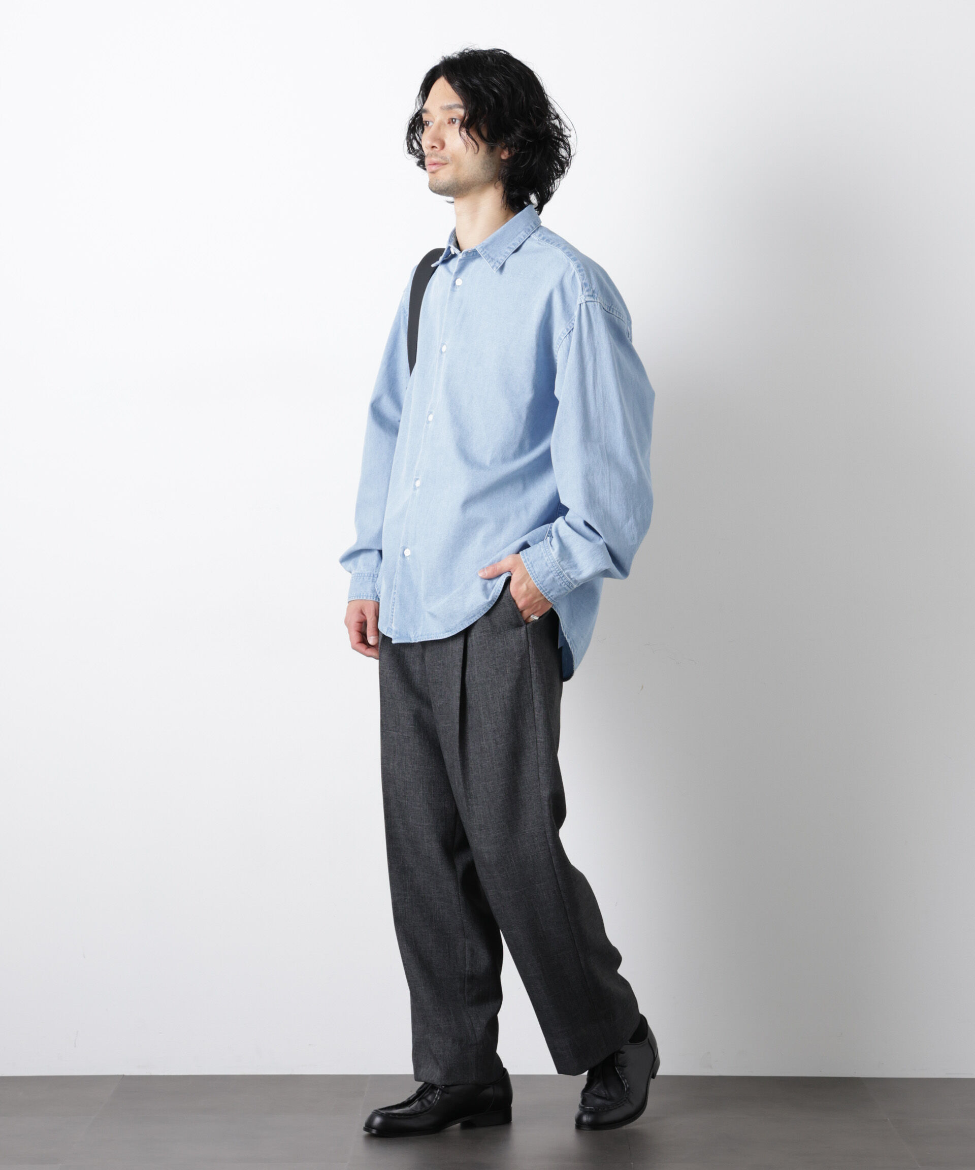 nano･universe「「大人のワイドパンツ」シャークスキンイージースラックス」|チノ|