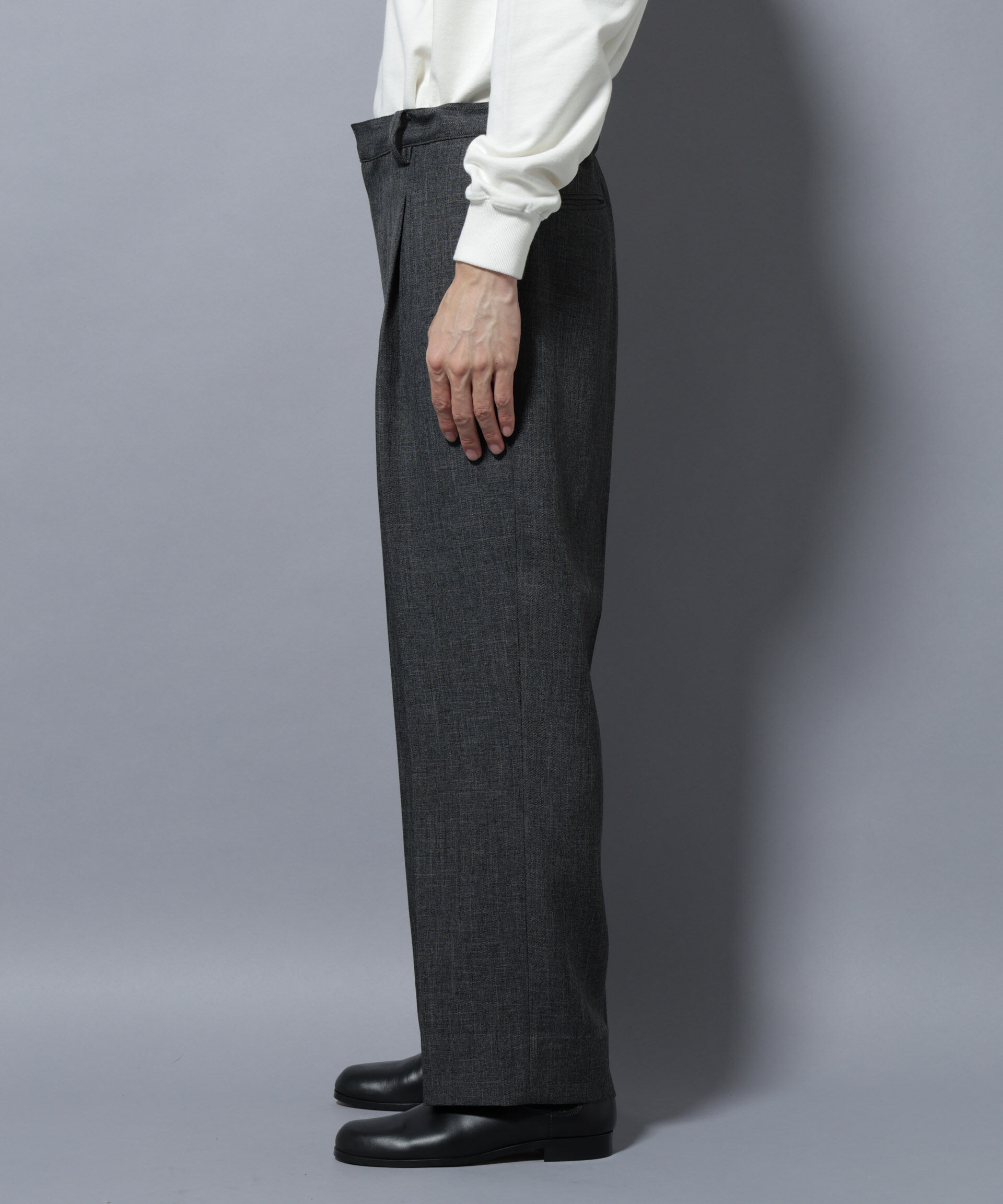 nano･universe「「大人のワイドパンツ」シャークスキンイージースラックス」|チノ|