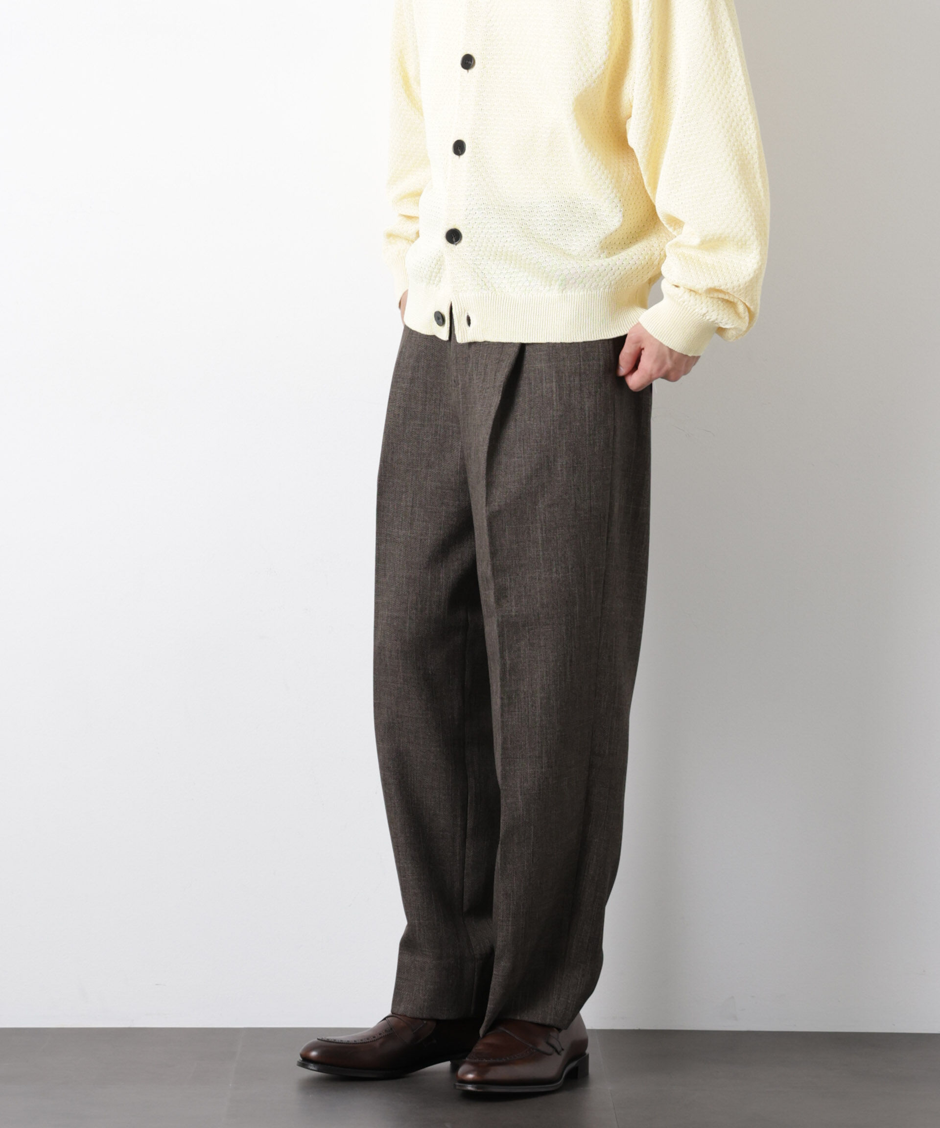 nano･universe「「大人のワイドパンツ」シャークスキンイージースラックス」|チノ|