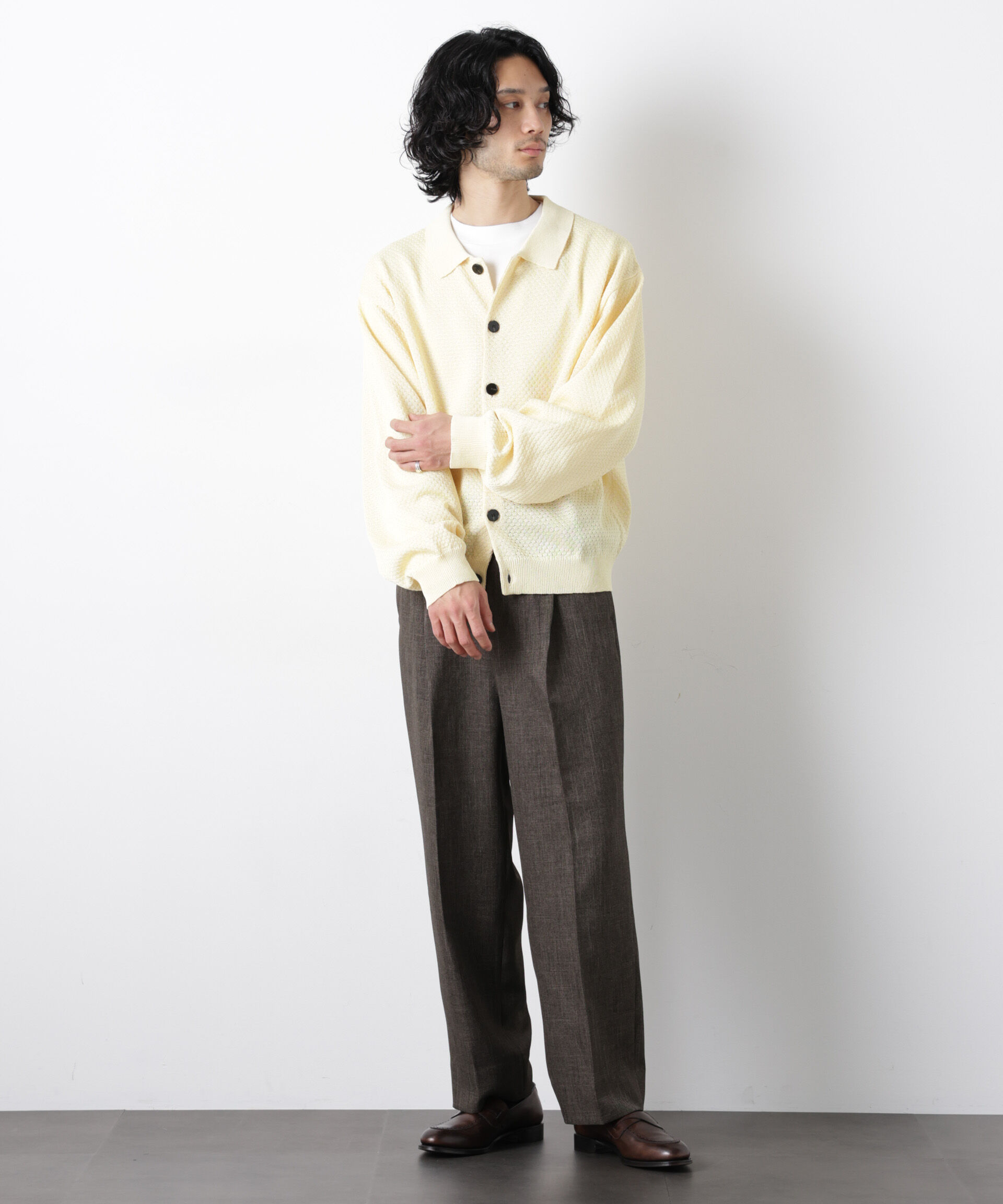 nano･universe「「大人のワイドパンツ」シャークスキンイージースラックス」|チノ|