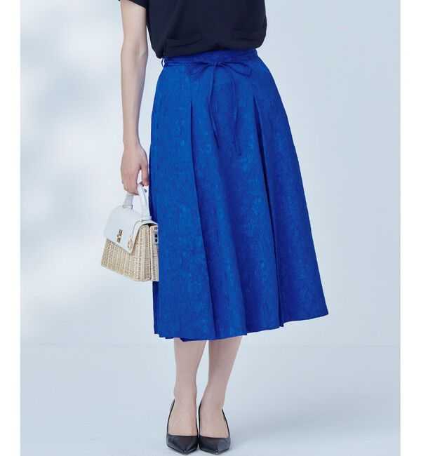 組曲「【WEB限定】エアリーフラワージャガード フレアスカート」|スカート|ブルー系