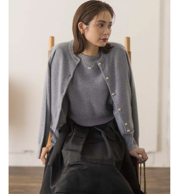 組曲「【アンサンブル対応可】ピュアカシミヤ ビジューカーディガン」|ニット・セーター|