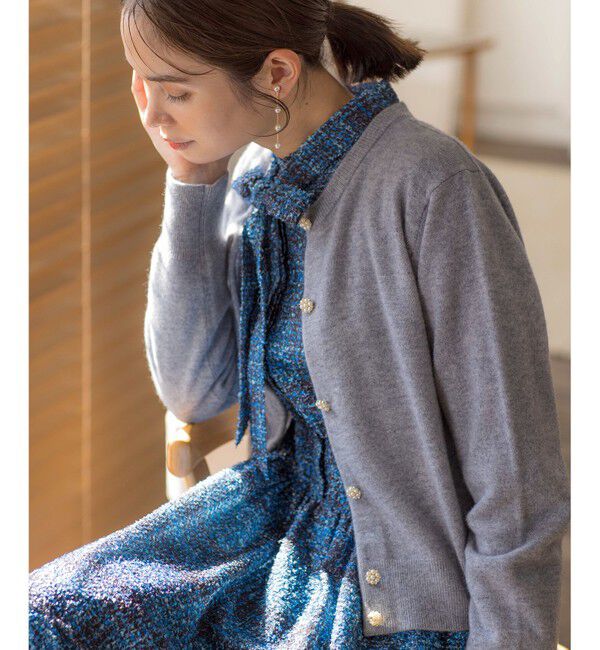 組曲「【アンサンブル対応可】ピュアカシミヤ ビジューカーディガン」|ニット・セーター|