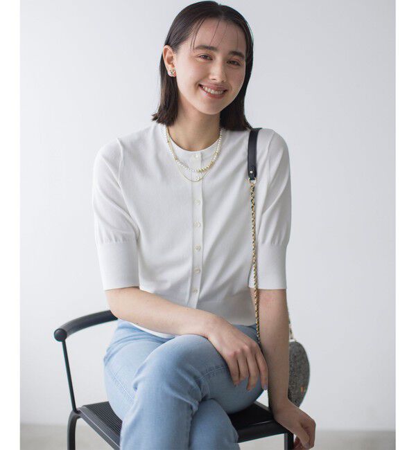 組曲「ドライタッチ 5分袖カーディガン」|カーディガン|