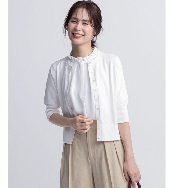 組曲「ドライタッチ 5分袖カーディガン」|カーディガン|