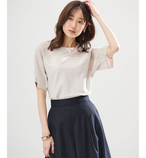 組曲「【WEB限定】メッシュ切り替えドルマン ニット」|ニット・セーター|