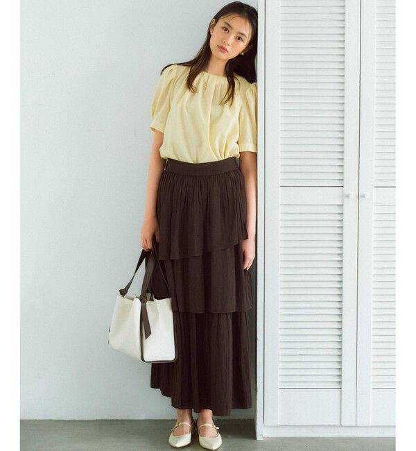 組曲「【入江未悠さんコラボ】ギャザーライトデシンティアード スカート」|スカート|