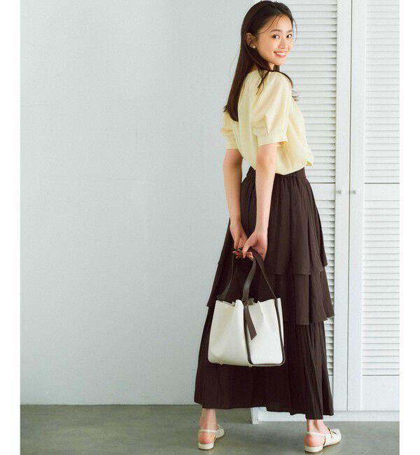 組曲「【入江未悠さんコラボ】ギャザーライトデシンティアード スカート」|スカート|