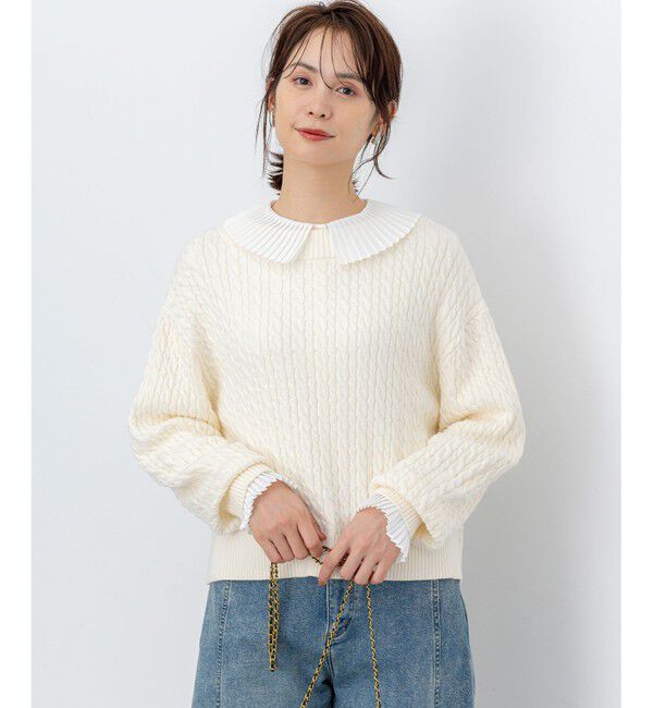 組曲「【加藤ローサさん着用】コットンカシミヤMIX ケーブル ニット」|ニット・セーター|アイボリー系