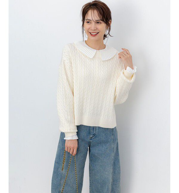 組曲「【加藤ローサさん着用】コットンカシミヤMIX ケーブル ニット」|ニット・セーター|