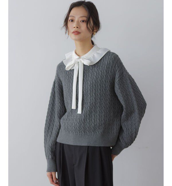 組曲「【加藤ローサさん着用】コットンカシミヤMIX ケーブル ニット」|ニット・セーター|【WEB限定】ｸ